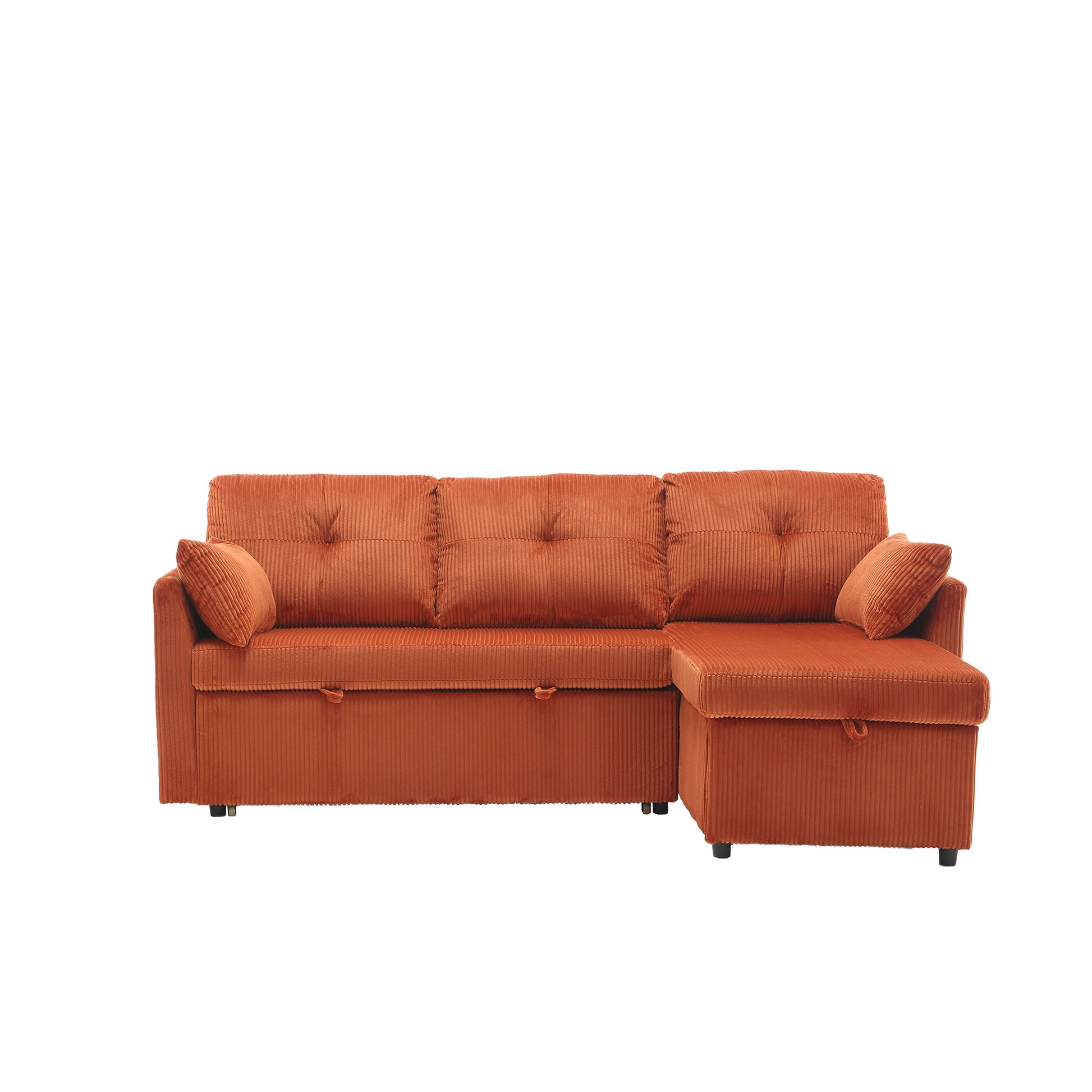 United We Win Furniture, Modular L Shaped Sofa, Modular Long Sofa With Reversible Chaise Lounge, Sofa Bed, Sleeper Sofa, Modular Sofa Combination With Storage Seats. Orange Velvet 3 Seat