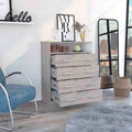 Four Drawer Dresser, Superior Top, One Open Shelf, Light Gray White Multicolor Solid Wood Mdf Engineered Wood