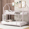 Metal House Bunk Bed, Twin Over Full, Pink Full Pink Metal