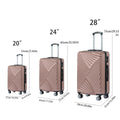 Three Piece Hard Shell Soft Edge Luggage With Rotating Wheels, 360 Degree Rotating Four Wheel Luggage, Lightweight, Suitable For Travel Luggage And Suitcases. 3 Piece Suitcase Set 20 24 28 Inch Rose