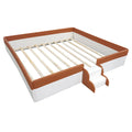 King Size Upholstered Daybed Frame With Fence And Stairs, Brown White King Brown White Mdf Lvl