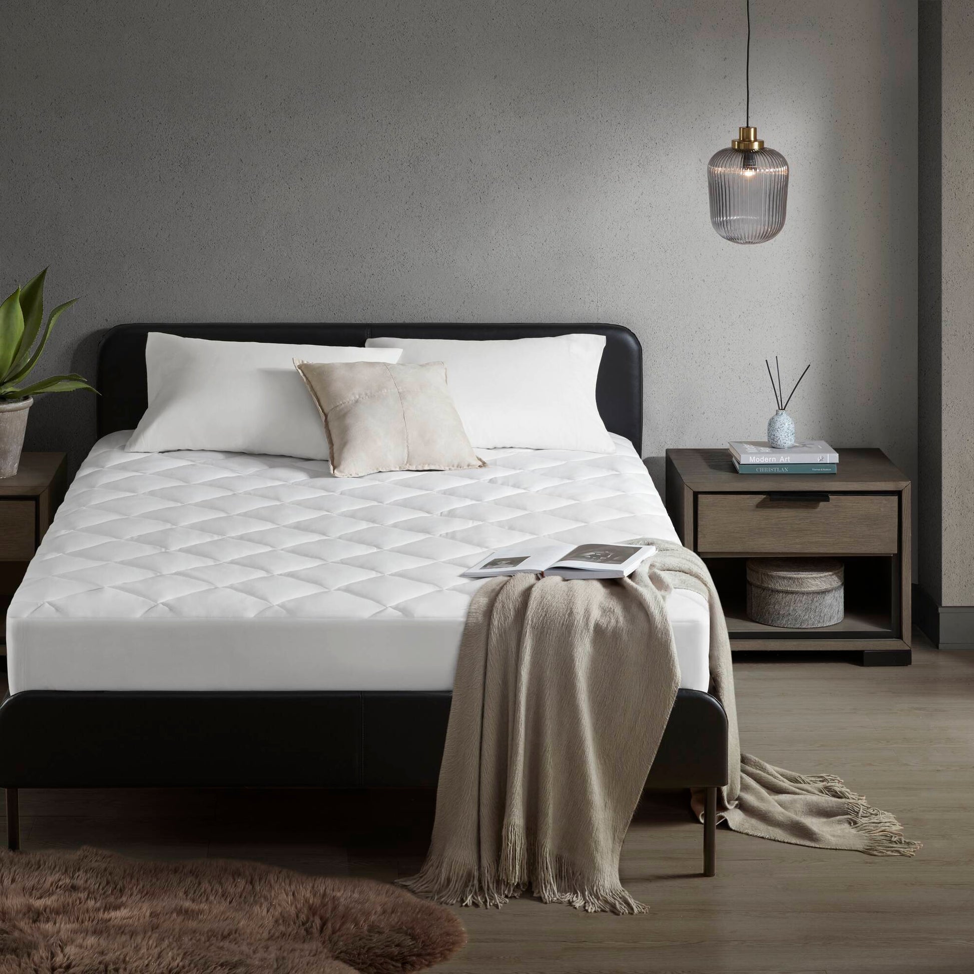 Overfilled Deep Pocket Mattress Pad White Queen White Nylon Queen