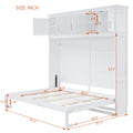 Queen Size Murphy Bed Wall Bed With Top Cabinets,White Queen White Plywood