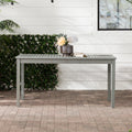 Contemporary Slat Top Acacia Wood Outdoor Dining Table Grey Wash Gray Wash Acacia Wood