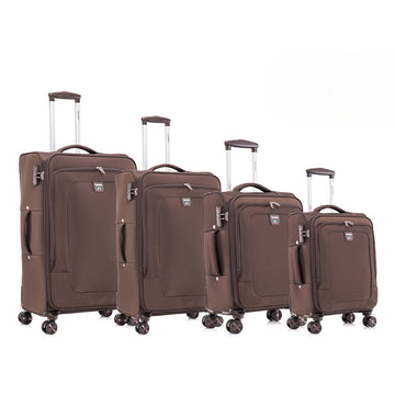 Four Piece Fabric Luggage Set, Expandable Suitcase For Travel, School And Business Trip 20 24 28 32In Coffee Fabric