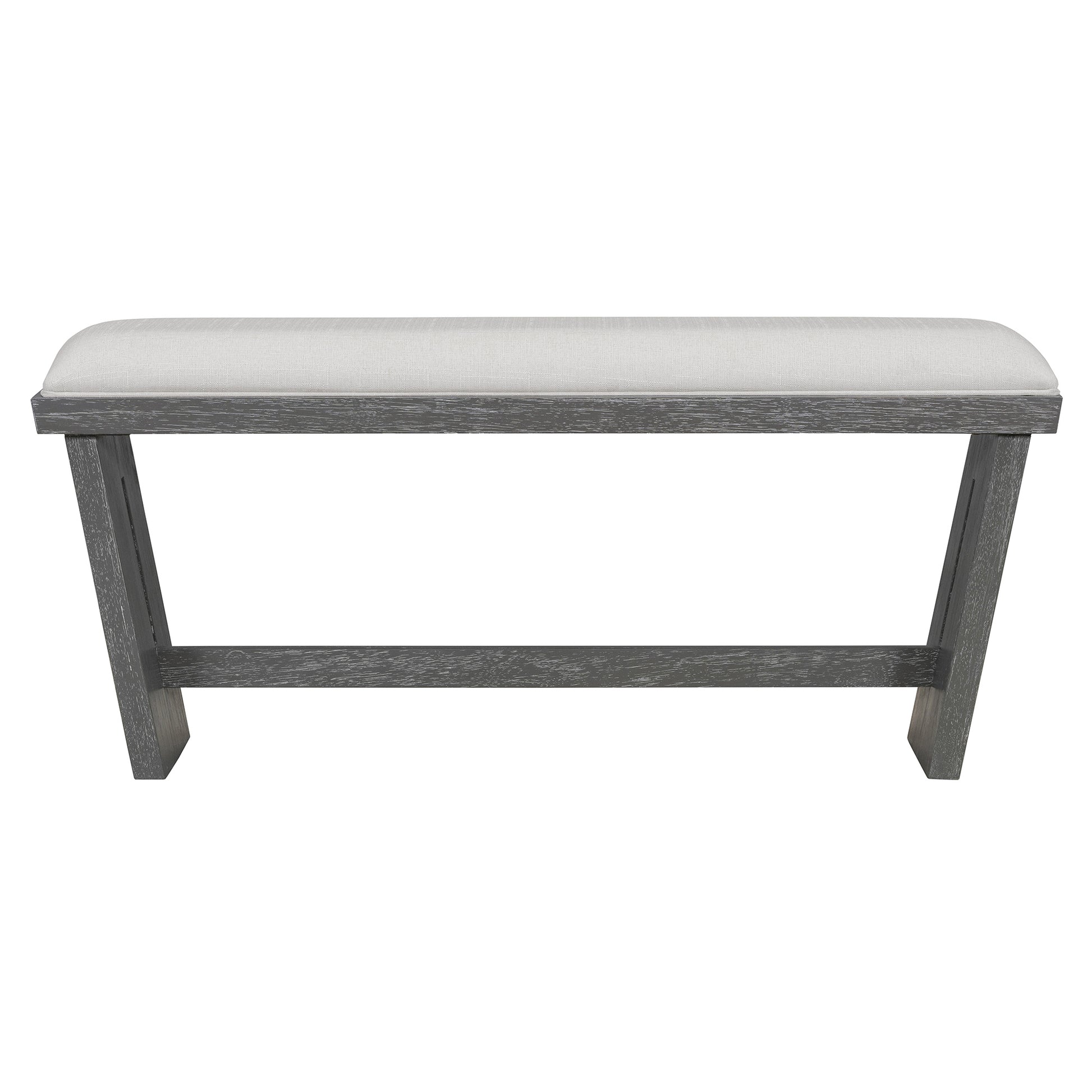 6 Piece Retro Dining Set, 1 Rectangular Table With Stable Trapezoidal Table Base And 4 Upholstered Chairs And 1 Bench For Dining Room And Kitchen Gray Gray Solid Wood Mdf