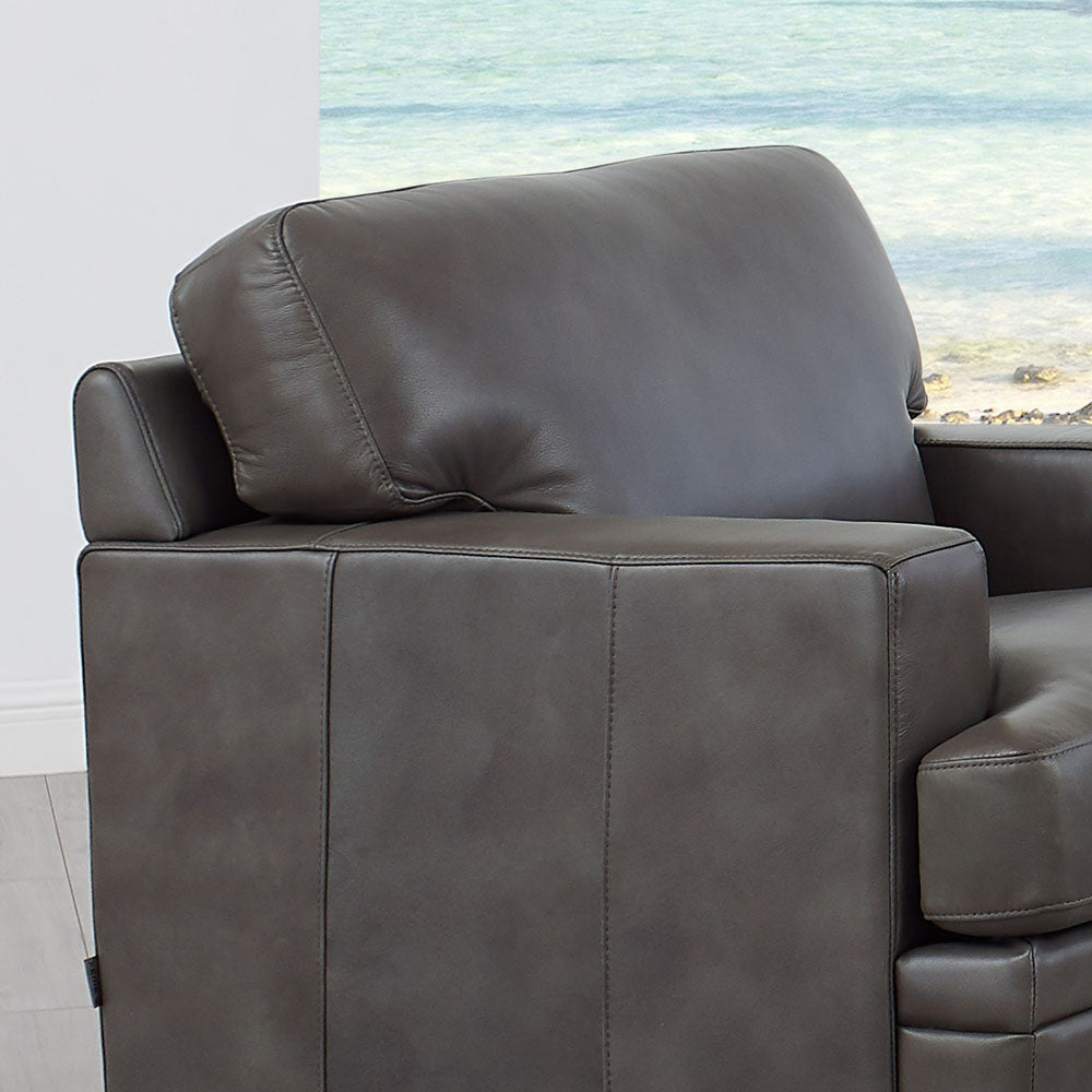 Georgia Leather Chair Light Gray Down Filling Genuine Leather