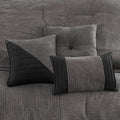 7 Piece Micro Corduroy Comforter Set Grey Queen Grey Polyester