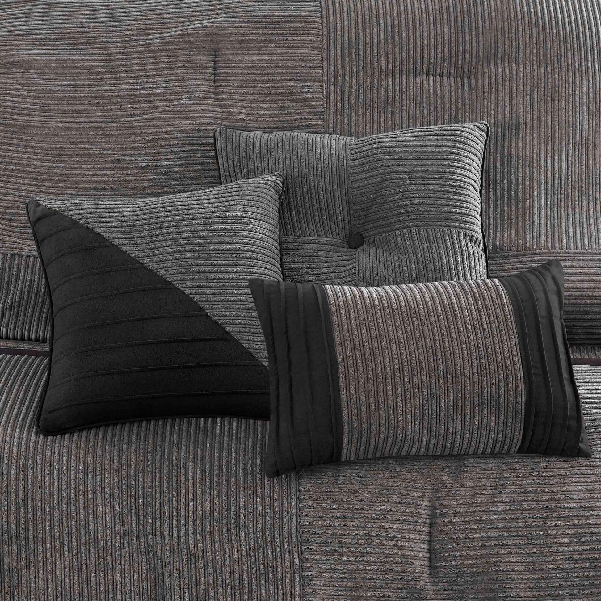 7 Piece Micro Corduroy Comforter Set Grey Queen Grey Polyester