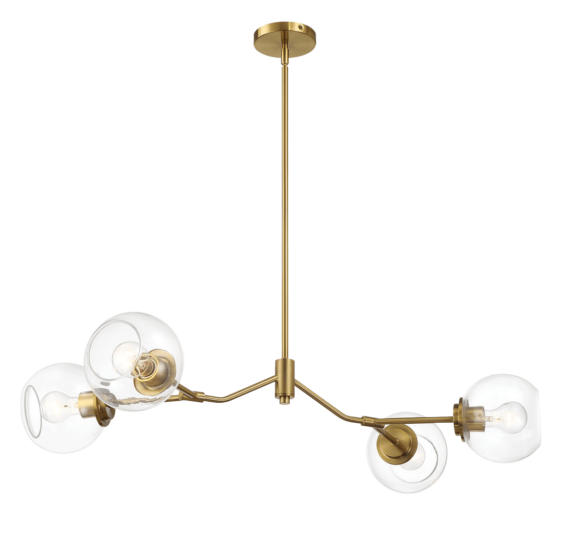 Jewel Four Lights Modern Farmhouse Chandelier Ceiling Hanging Light Fixture For Kitchen Island Dining Room 36"L 20"W 7.25"H With Clear Glass Clear,Gold Ceiling Lights Brass,Glass