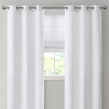 Basketweave Room Darkening Curtain Panel Pair 2 Pcs Window Panels White Polyester