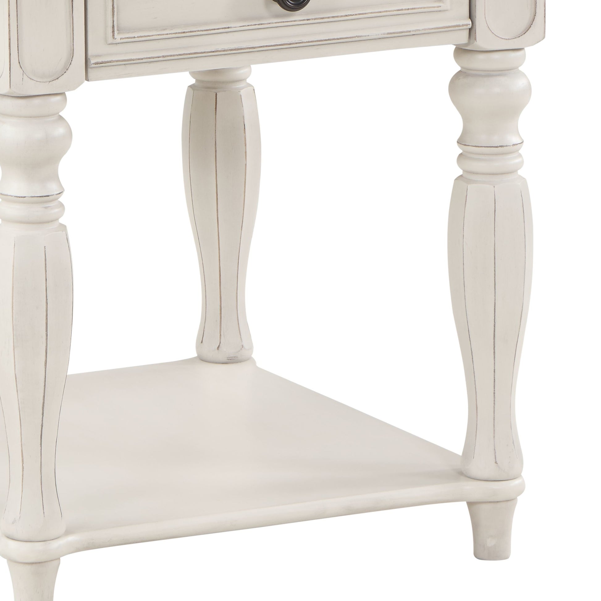 Oak And Antique White 1 Drawer End Table With Shelf Oak Primary Living Space Drawers Rectangular Wood