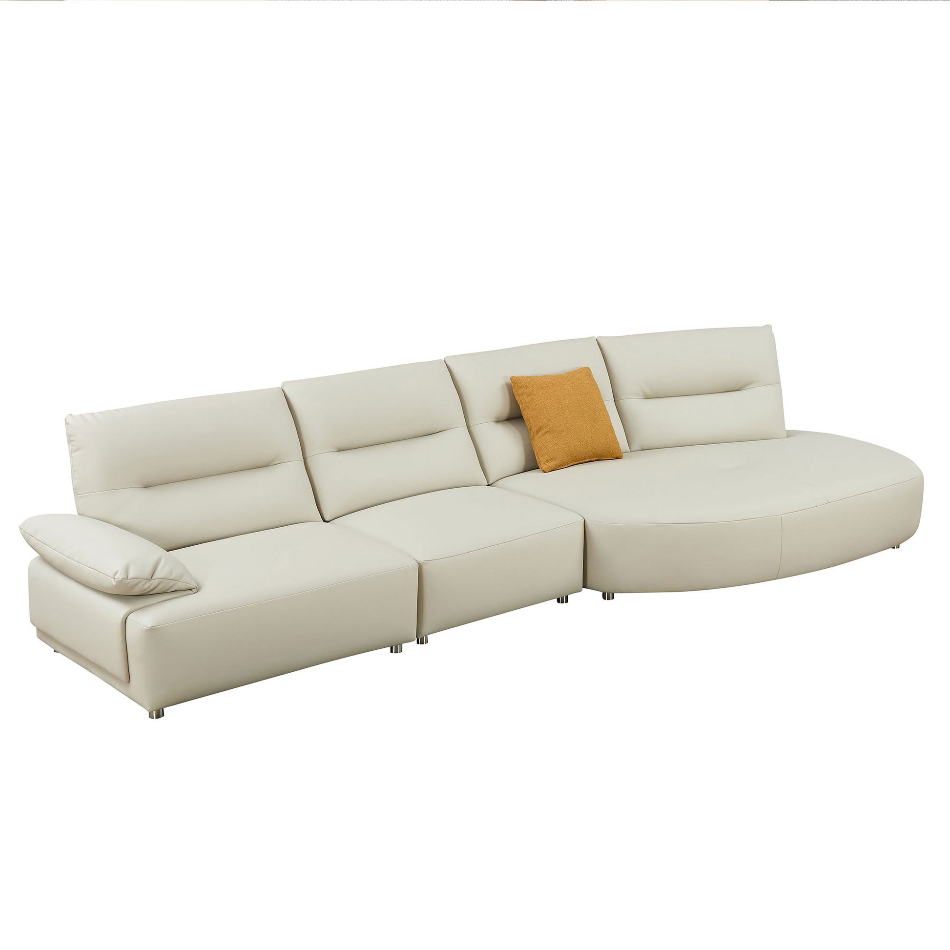 147.24'' Oversied Modern Sectional Curved Shaped Sofa Couch For Living Room,Upholstered 5 Seat Sofa Eco Leather Couch Set,Beige Beige Foam 5 Seat