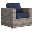 8 Person Wicker Seating Group With Sunbrella Cushions Fully Assembled Grey Mix,Navy Blue Wicker