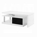 White And Black High Gloss Coffee Table With Swivel Top White Black Primary Living Space Contemporary Drawers Rectangular Wood Metal