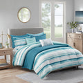 8 Piece Printed Seersucker Comforter And Quilt Set Collection Aqua King Cal King King Aqua Polyester