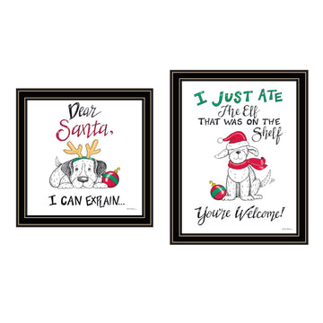 2 Piece Vignette Dear Santa, I Can Explain Black Framed Wall Art For Living Room, Bedroom Wall Art Print For Home Decor By Deb Strain Multicolor Wood Paper