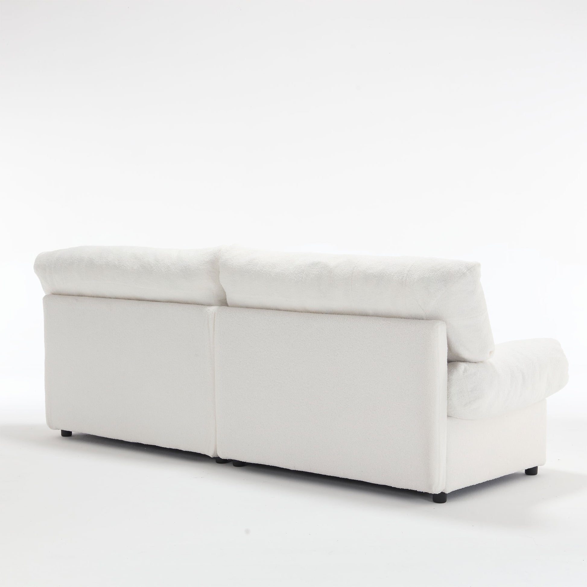 Cloud Style Sofa, Teddy Velvet Fabric, Comfy Padded Cloud Couch For Living Room, Apartment White Light Brown Velvet Wood Primary Living Space Modern Polyester 2 Seat