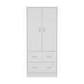 Taly 2 Doors 2 Drawers Armoire White White Bedroom Modern Particle Board