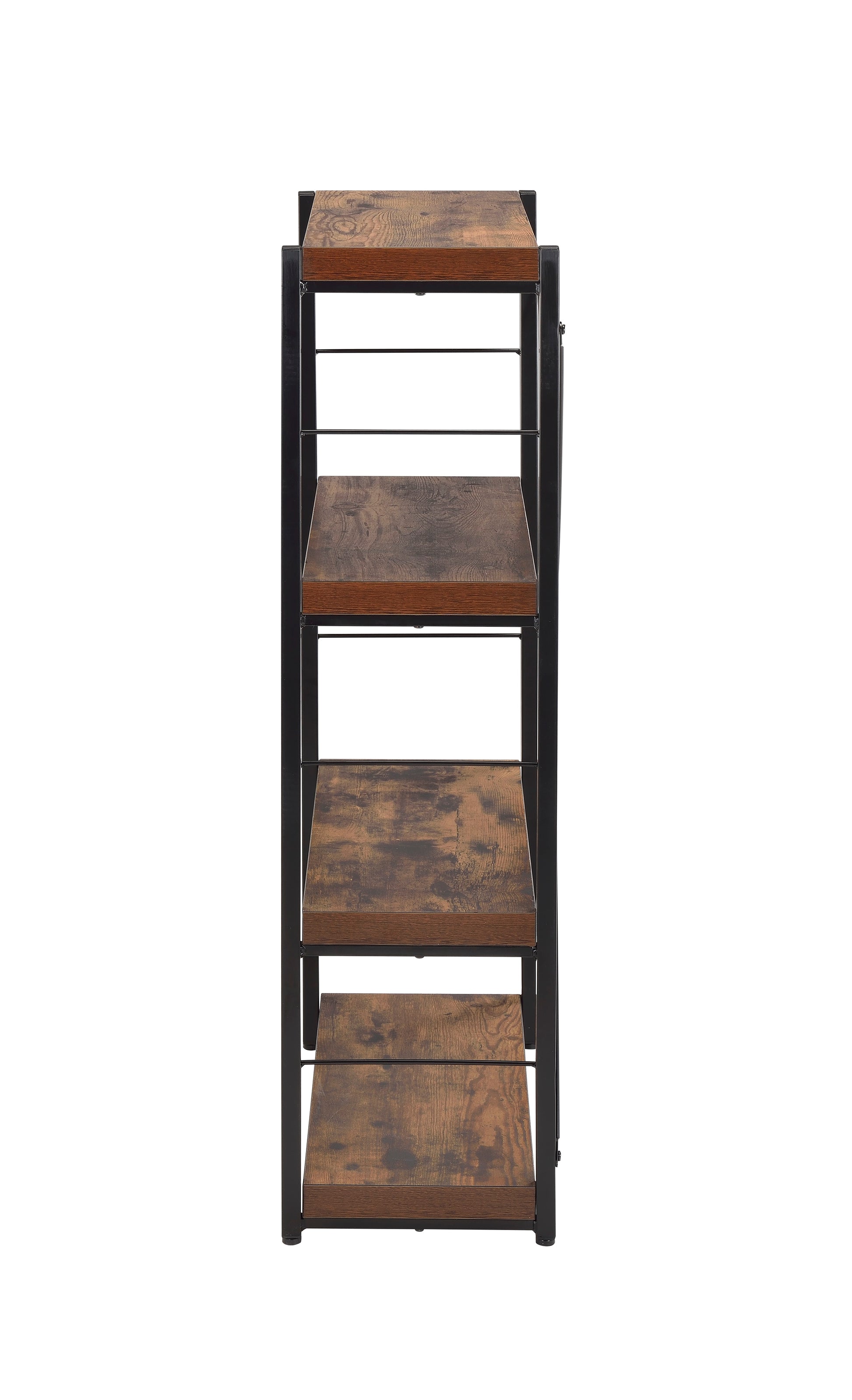 Weathered Oak And Black 3 Shelf Bookcase 4 Black Brown Horizontal Primary Living Space Open Back Wood Metal