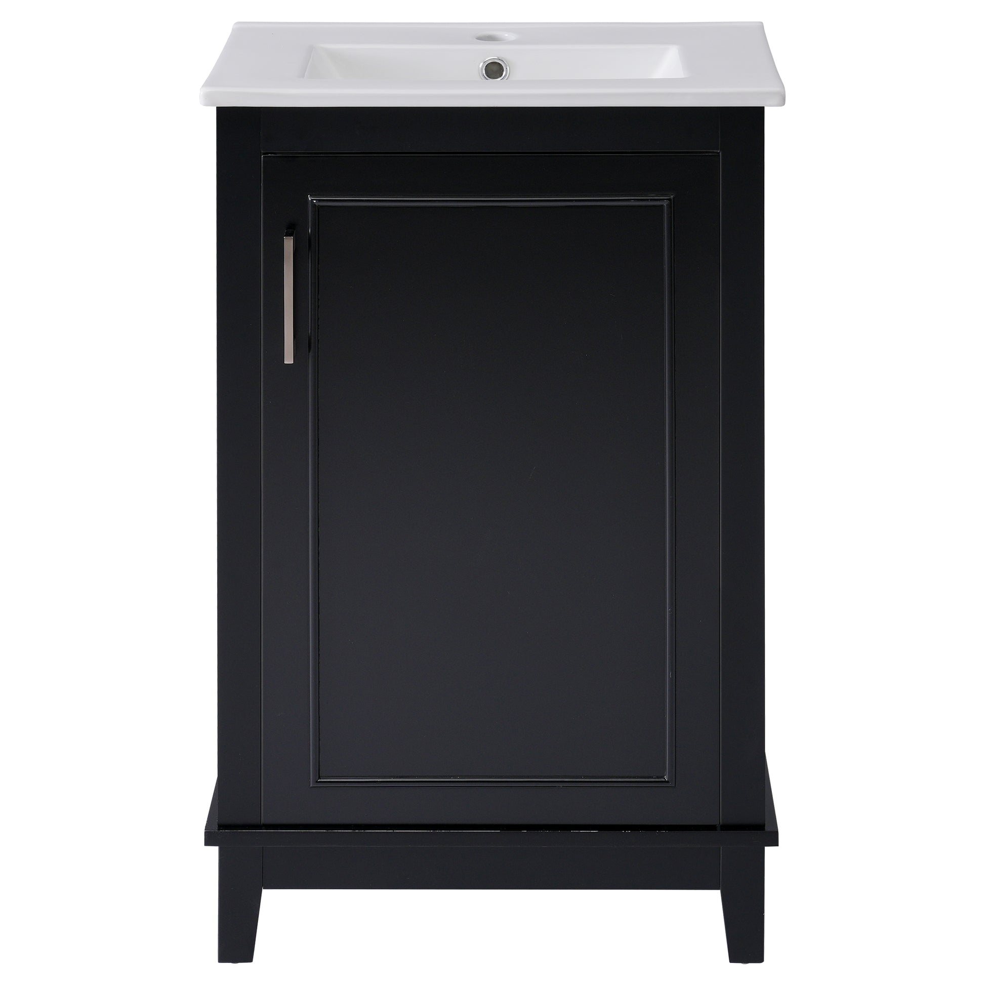 Viedo 20 Inch Modern Small Bathroom Vanity Cabinet With Ceramic Basin 20*15.5*33.3 Inches,Ample Storage,1 Soft Close Door Black Bathroom Solid Wood Mdf