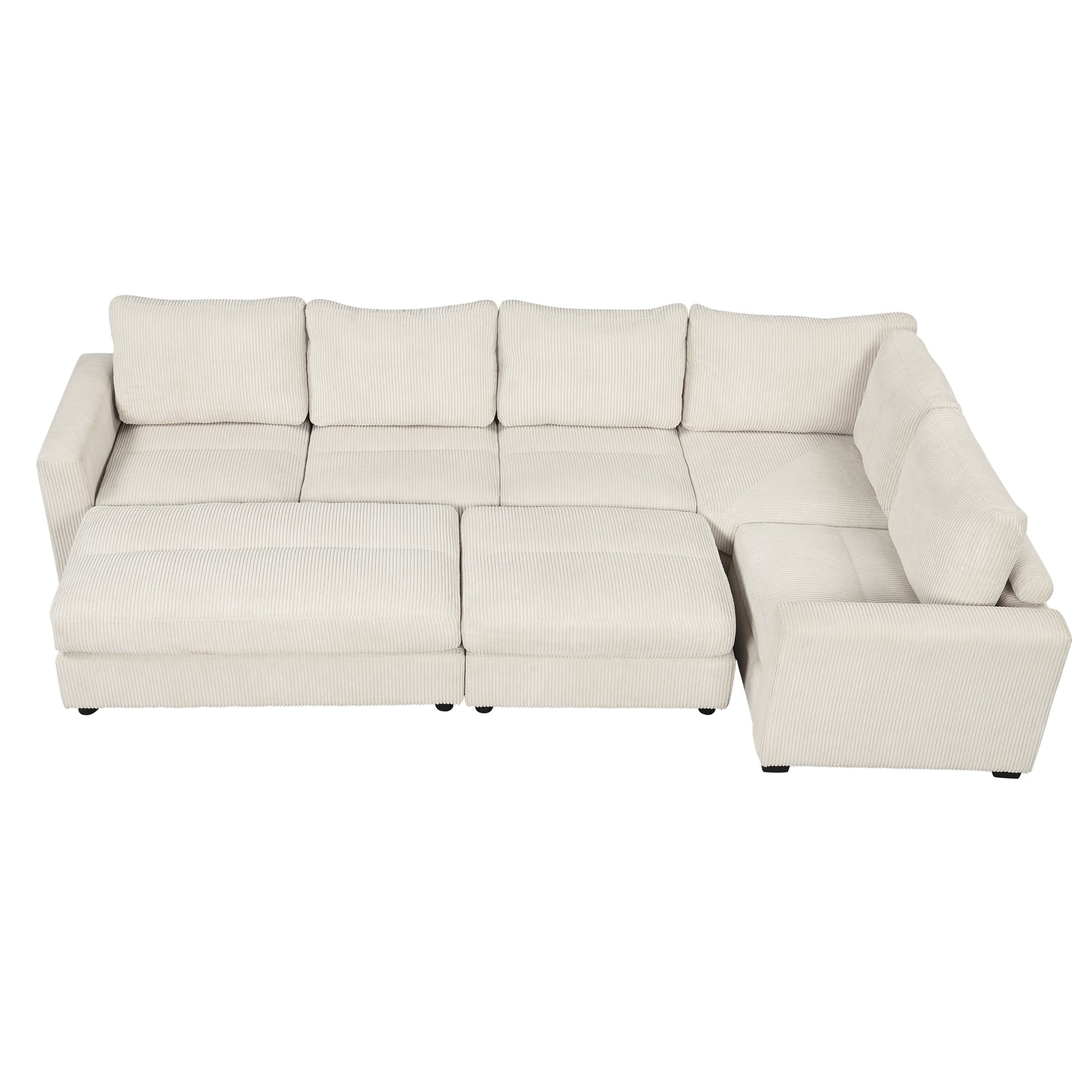 121.3" Sectional Couch Sofa Bed Modular Sofa With Two Movable Ottomans For Living Room Old Sku:N719S001640A , Beige Beige Foam Corduroy 7 Seat