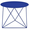 Blue Geometric Metal Base Accent Table Blue Primary Living Space Modern Round Metal Sled