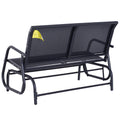 Outsunny 2 Person Outdoor Glider Bench, Patio Double Swing Rocking Chair Loveseat W Powder Coated Steel Frame For Backyard Garden Porch, Black Gray Steel