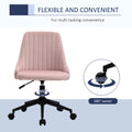 Vinsetto Mid Back Office Chair, Velvet Fabric Swivel Sop Shape Computer Desk Chair For Home Office Or Bedroom, Pink Pink Polyester