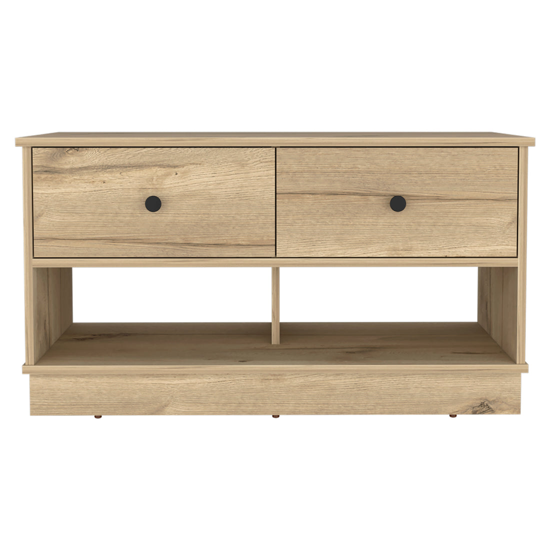 Tulip Storage Bench, Two Drawers, Two Shelves Beige Melamine Engineered Wood