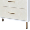 White And Champagne 6 Drawer Dresser White Gold Bedroom Wood Metal