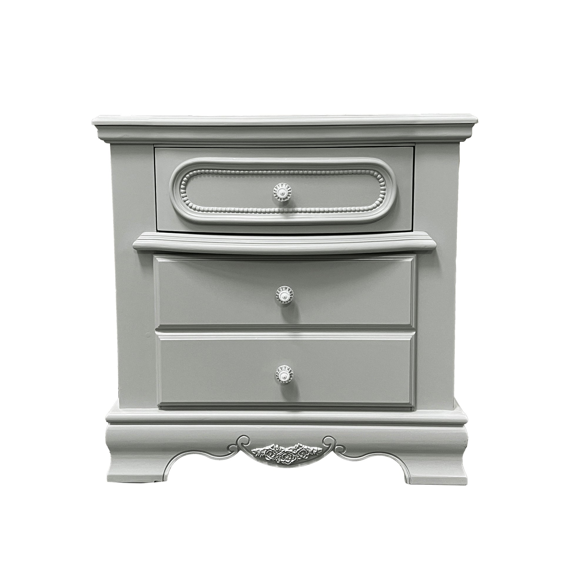 Grey 3 Drawer Nightstand Grey 3 Drawers Bedroom Rectangle Felt Lined Drawers Solid Wood Mdf