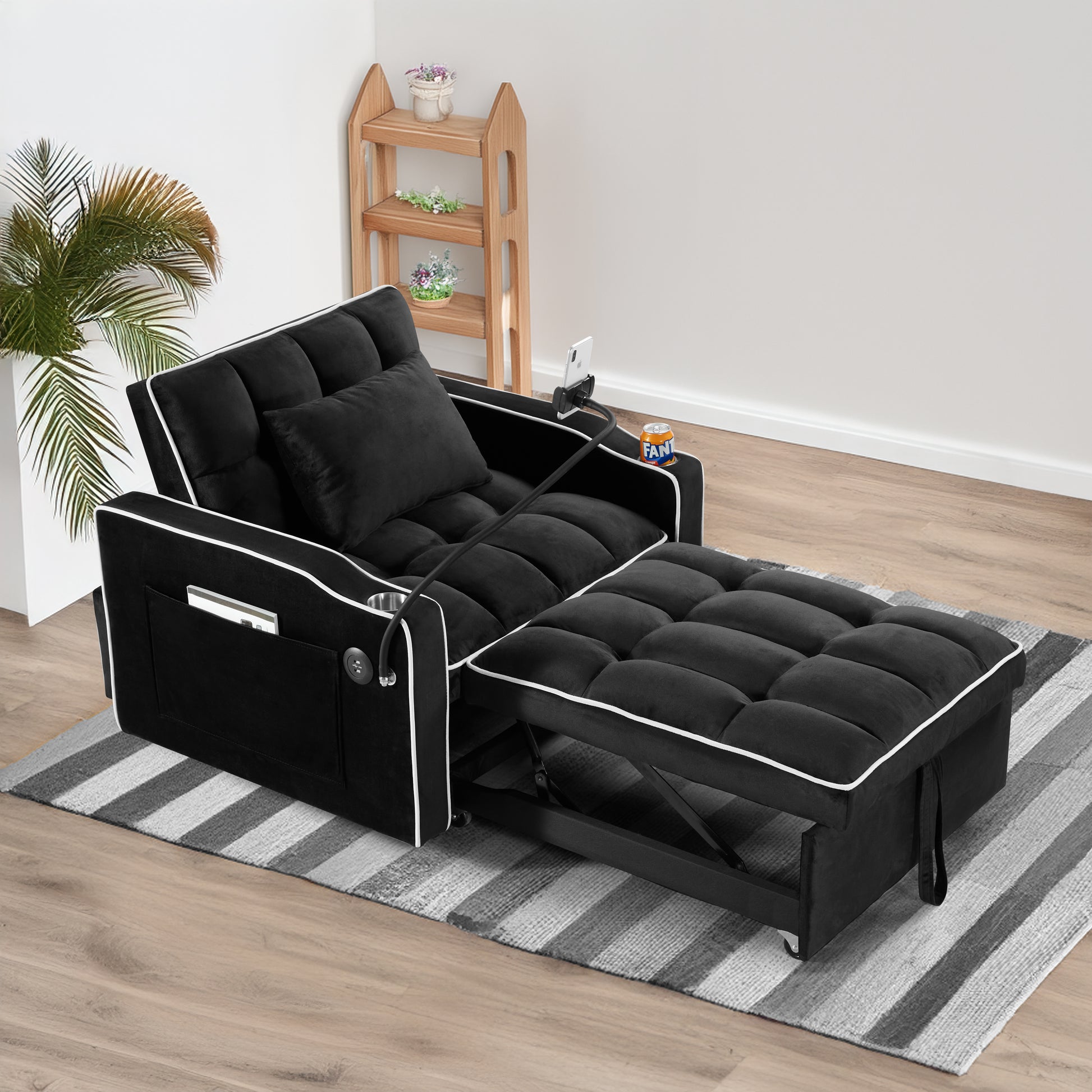 Convertible Sleeper Chair Sofa Bed Adjustable Pull Out Sleeper Chair B