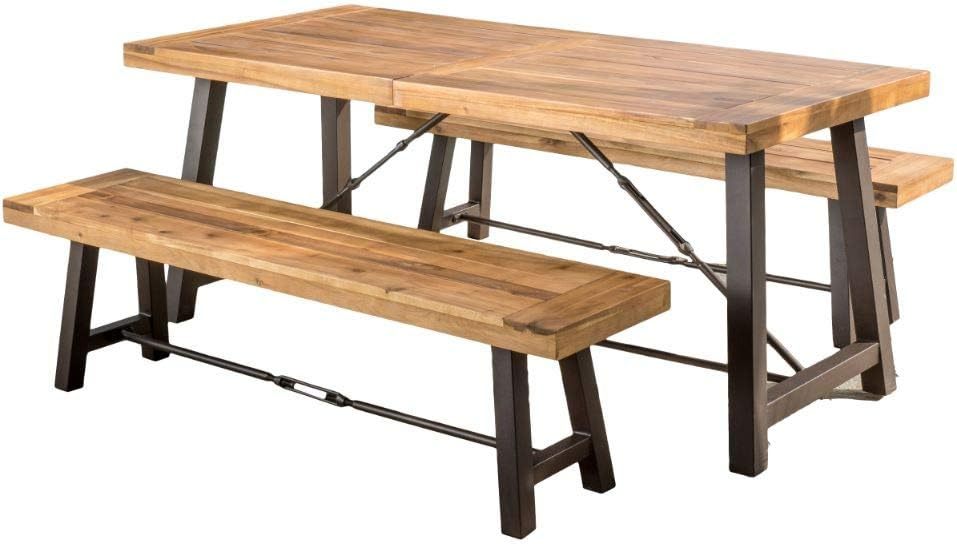 Catriona 3 Piece Wood Outdoor Dining Set Teak Acacia Wood