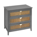 3 Drawer Cabinet,Natural Rattan,American Furniture,Suitable For Bedroom, Living Room, Study Gray Mdf