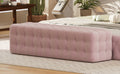 All Covered Velvet Upholstered Ottoman, Rectangular Footstool, Bedroom Footstool, No Assembly Required, Elegant And Luxurious, Pink Pink Mdf