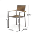 Cape Coral Aluminum With Wood Dining Chair Set Of 2 Natural Aluminum