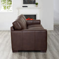 Dillon Leather Sofa Raisin Down Filling Genuine Leather 3 Seat