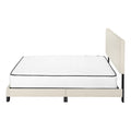 Bed, Queen Size, Bedroom, Upholstered, Beige Linen Look, Black Wood Legs, Transitional Beige Foam Solid Wood Mdf