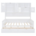 Full Size Wooden Daybed With 2 Drawers, And All In One Cabinet And Shelf, White Full White Wood