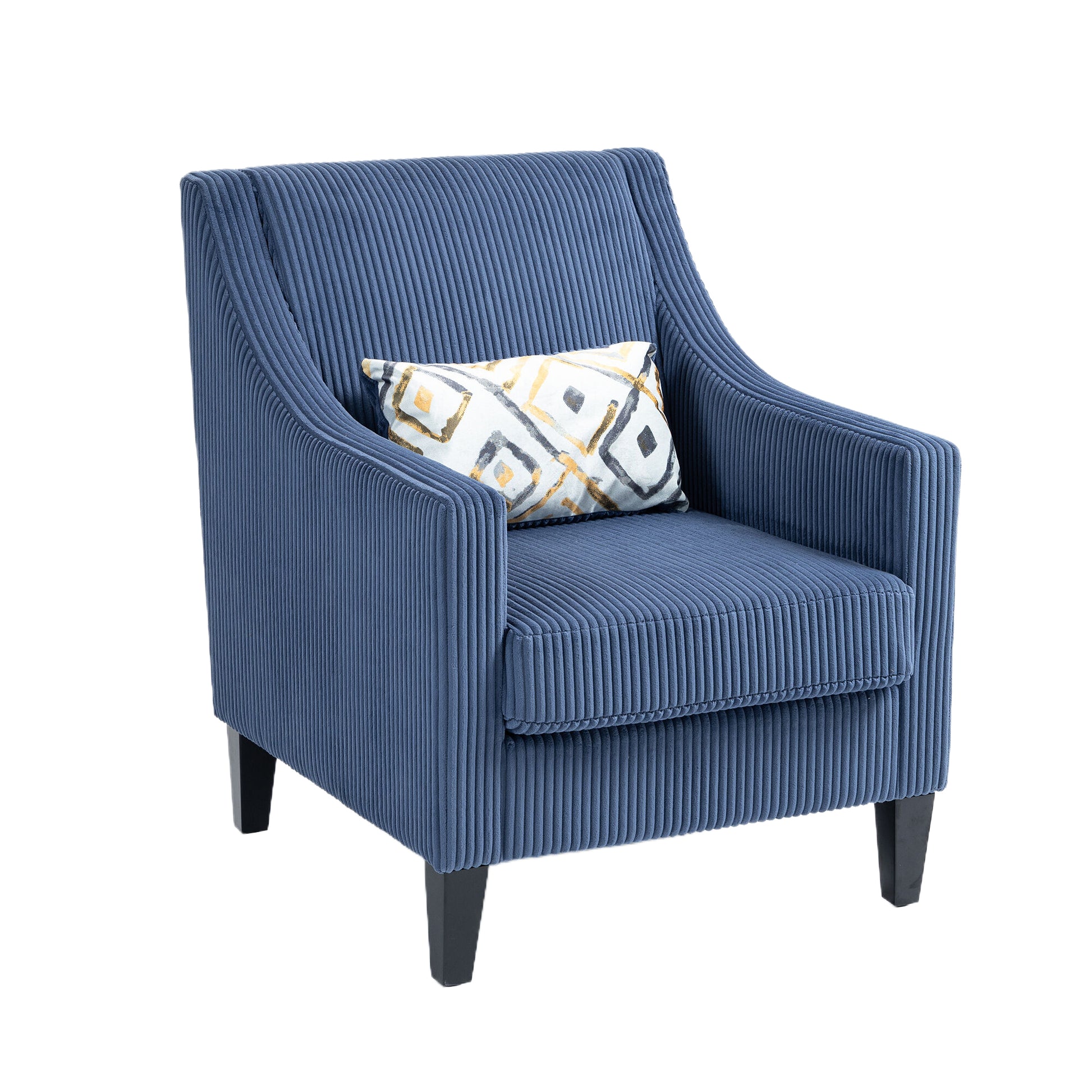 Coolmore Modern Accent Chair,Upholstered Armchair With Scooped Arms For Bedroom,Apartment,Studio,Office,Waiting Room Blue Corduroy Blue Primary Living Space Foam Corduroy