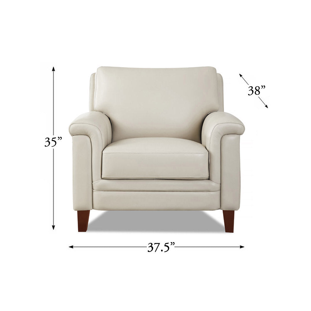 Westcott Leather Chair Beige Memory Foam Genuine Leather