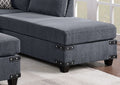 Living Room Furniture Charcoal Chenille Sectional W Ottoman Linen Like Fabric Sofa Reversible L R Chaise Ottoman 3Pc Sectional Sofa Charcoal Chenille Wood Primary Living Space Cushion Back