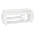 Retro Multifunctional Storage Bench With Cushion And Curved Side Panel For Entrance And Living Room Antique White Antique White Mdf