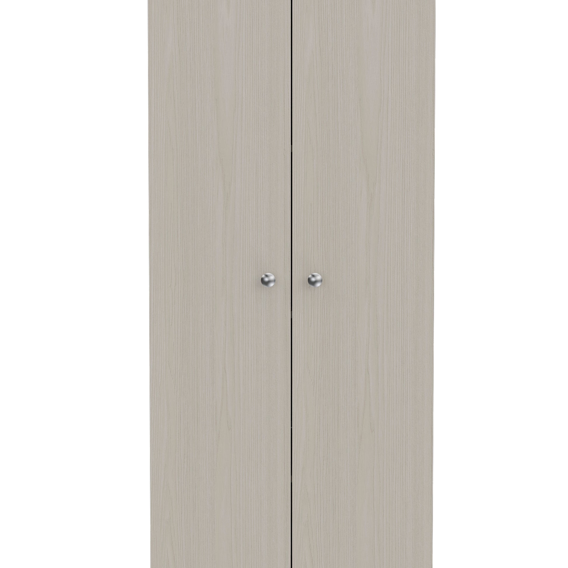 Virginia Double Door Storage Cabinet, Five Shelves White Kitchen Contemporary Melamine Engineered Wood