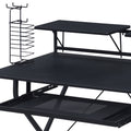 Black Computer Desk With Keyboard Tray Black Keyboard Tray Writting Desk Rectangular Shelves Desk Wood Metal