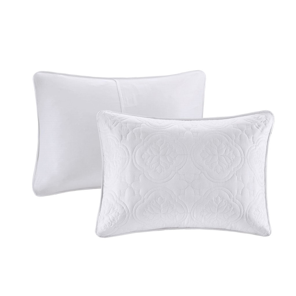 3 Piece Reversible Bedspread Set White Full Queen Queen White Polyester