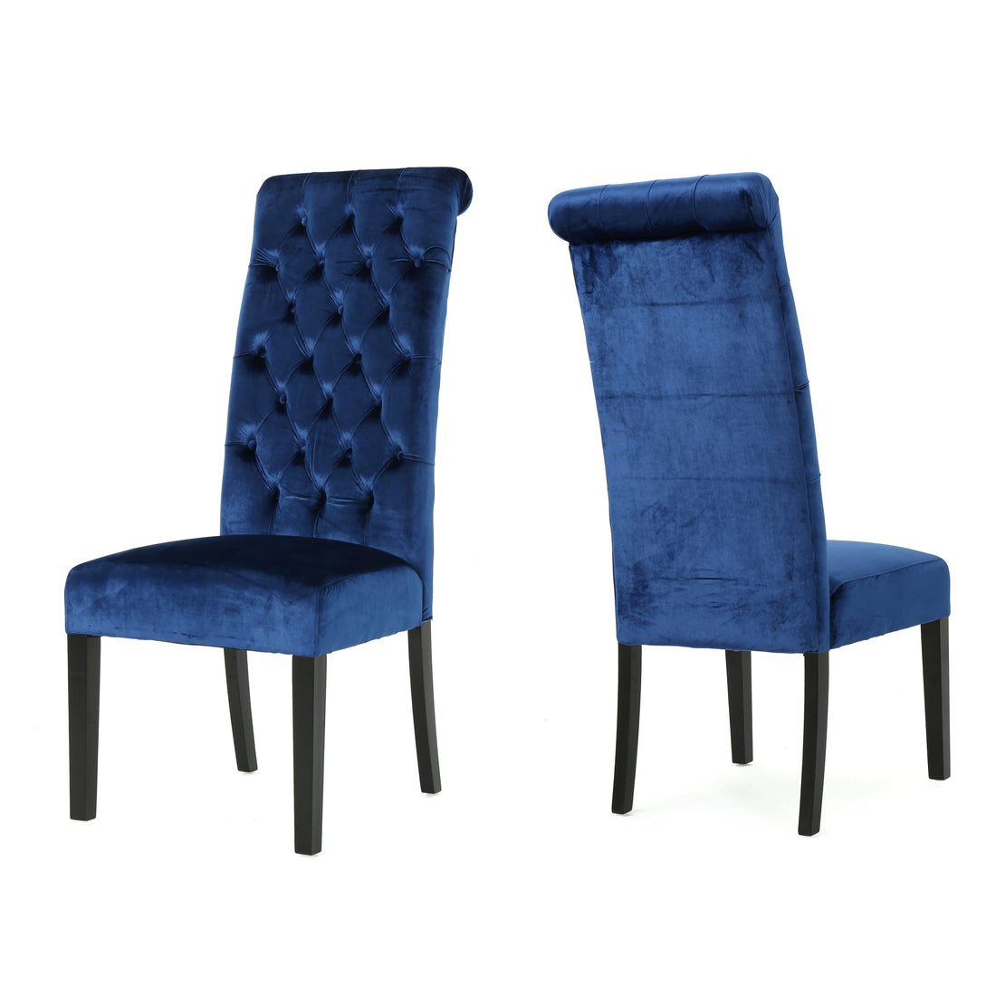 George Hi Back Kd Dining Chair Navy Blue Velvet