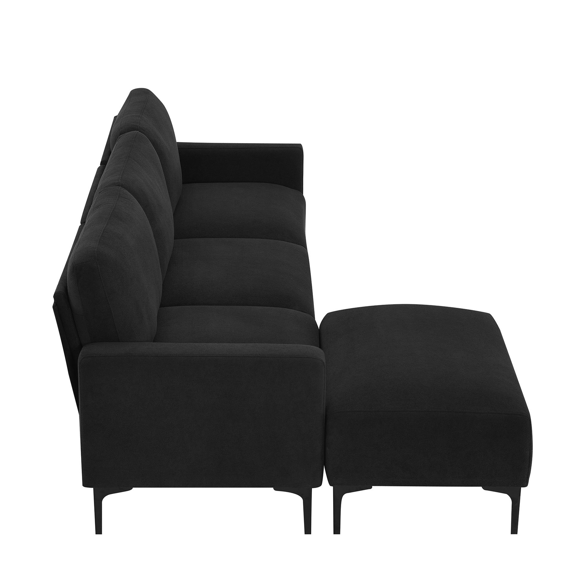 103.5*59" Modern L Shaped Sectional Sofa, 4 Seat Velvet Fabric Couch Set With Convertible Ottoman,Freely Combinable Sofa For Living Room, Apartment, Office,Apartment,2 Colors Black Velvet 4 Seat