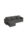 Modern Cotton Linen L Shape Sectional Sofa, Oversized Upholstery Sectional Sofa, Chaise Couch With Storage Ottomans For Living Room Loft Apartment Office Dark Gray 4 Seats Wood Primary Living Space Medium Duty Pine 4 Seat Dark Gray Linen Medium Soft